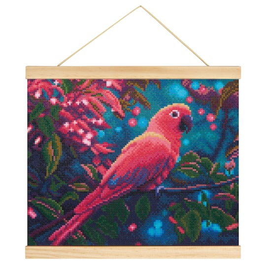 Make Market; 11" x 14" Pink Parrot Diamond Art Kit by Make Market®; Category:Summer Diamond Painting; Image:1
